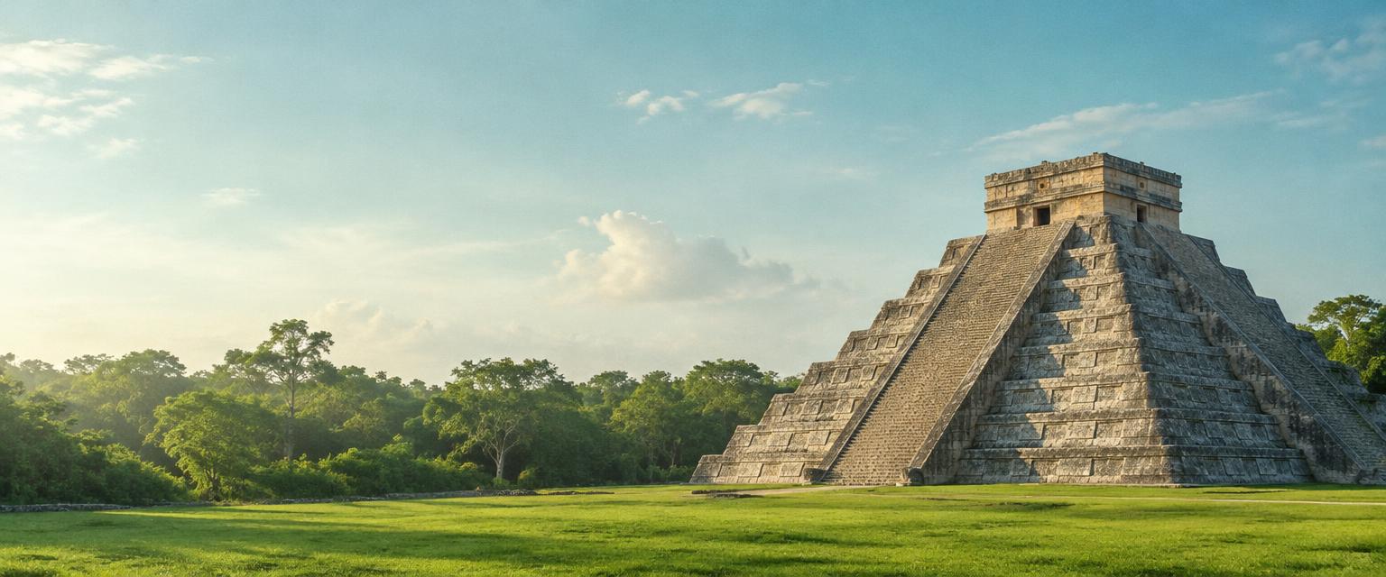 La pirámide de Kukulkán en Chichén Itzá, rodeada por la naturaleza de Yucatán